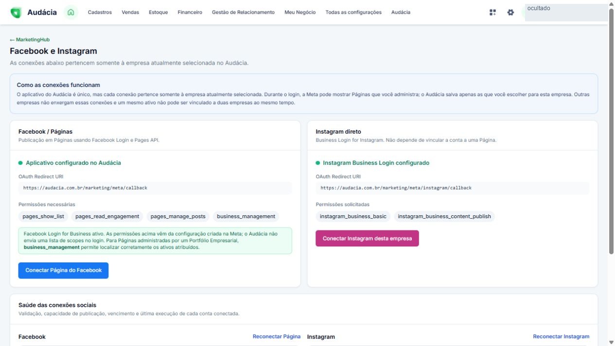 Consulta dos acessos e configuração das conexões sociais