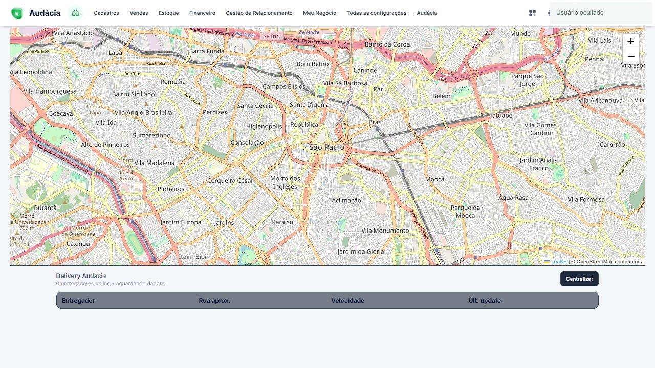 Mapa de rastreamento e tabela sem entregadores online