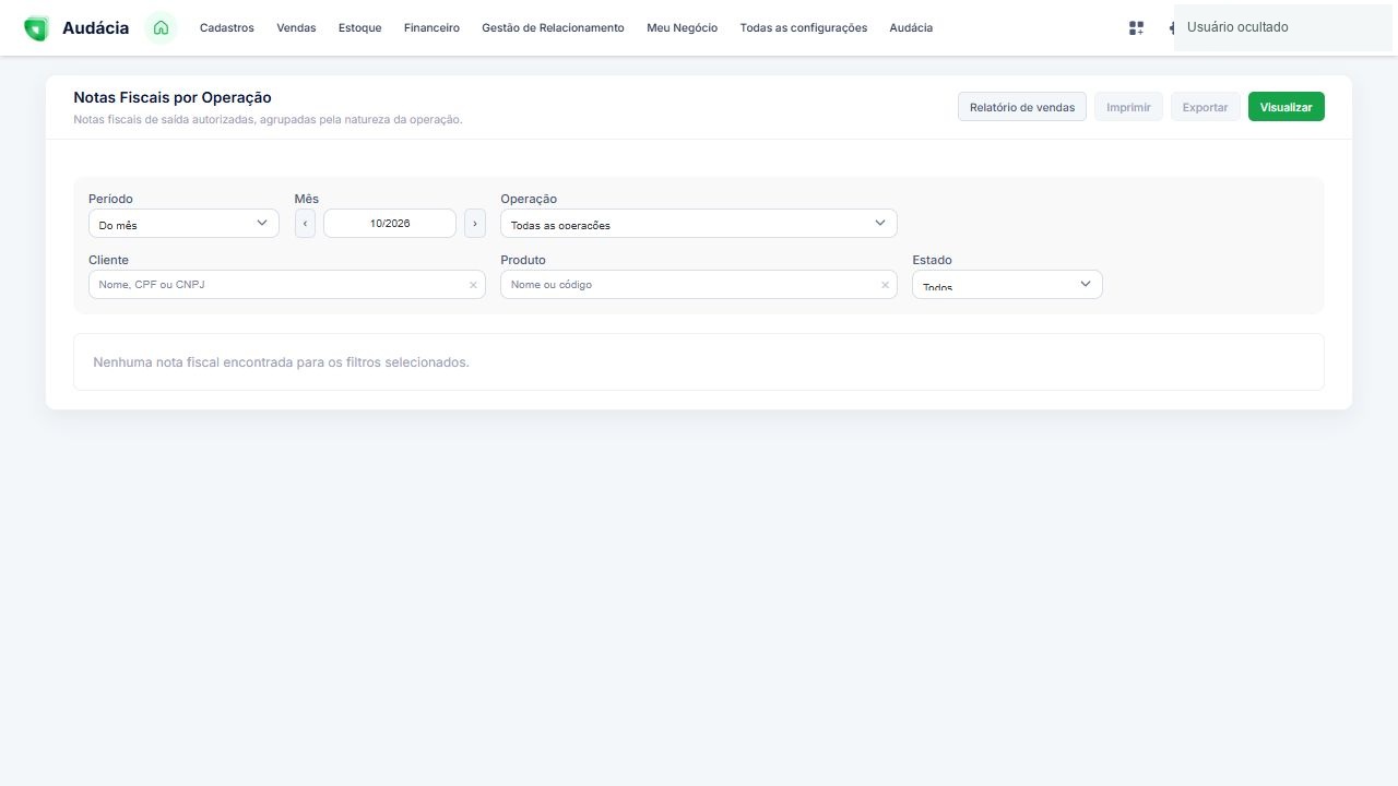 Resultado da consulta sem notas fiscais encontradas para os filtros