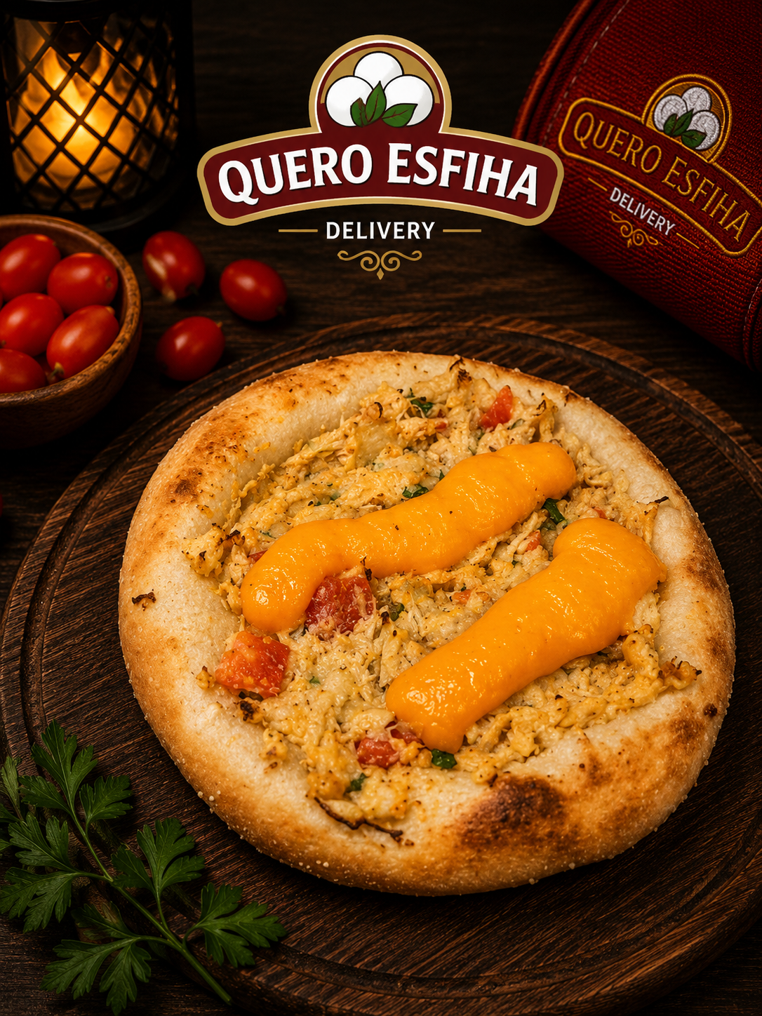 Esfiha de Frango com Cheddar - Quero Esfiha
